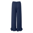 thumbnail image 5 of felwors Women's High-Waisted Wide Leg Pants with Ruffled Hem – Soft Lounge Joggers for Home & Casual Wear, Drawstring Waist & Pockets（Navy， XL）, 5 of 8