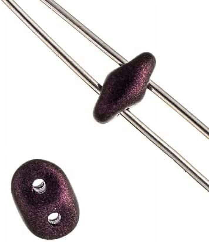 John Bead 100g Czech Glass Superduo 2-Hole Beads 2.5x5mm Jet Metallic Suede Dark Plum