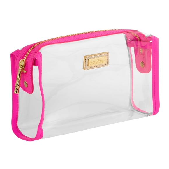 Estuche para lápices Lilly Pulitzer transparente con cierre Aura Pink