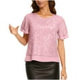 thumbnail image 3 of Craaazy Women's Sparkle Short Sleeve Top with Scallop Hem and Round Neck Gifts, 3 of 9