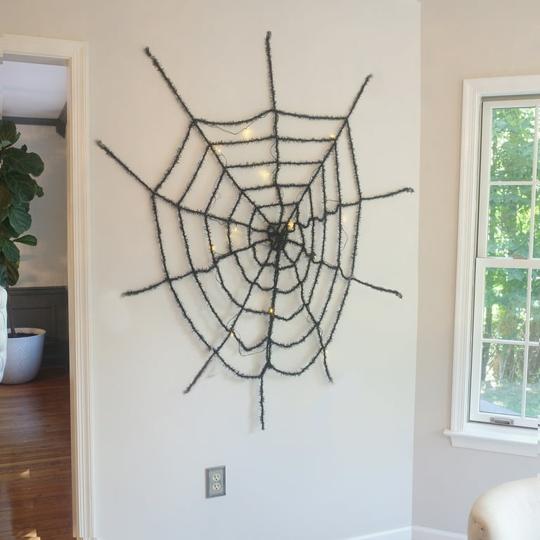 XL Black Light Up Spider Web LED Front Door Decor Outdoor Cobweb Halloween Prop XL Black Light Up Spider Web LED Front Door Decor Outdoor Cobweb Halloween Prop
