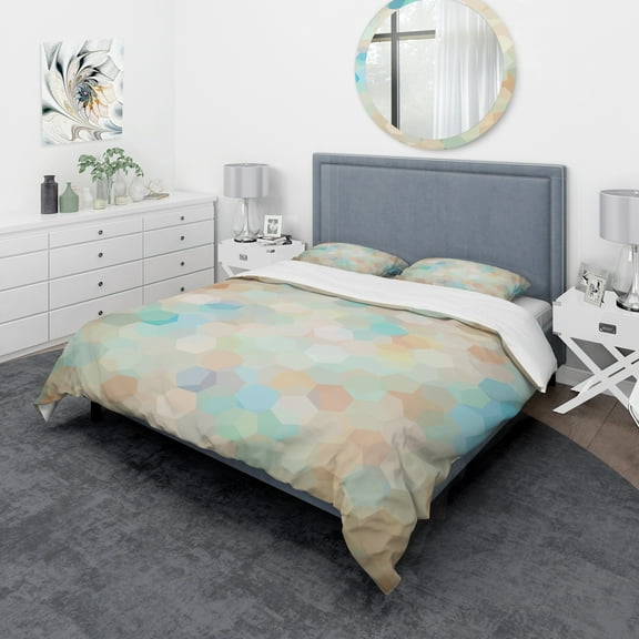 Designart 'Honeycomb Geometry in pastel Colored cluster' Modern & Contemporary Duvet Cover Set