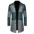 thumbnail image 5 of INSPIRE CHIC Houndstooth Overcoat for Men's Single Breasted Color Block Patchwork Long Coat Black S, 5 of 5