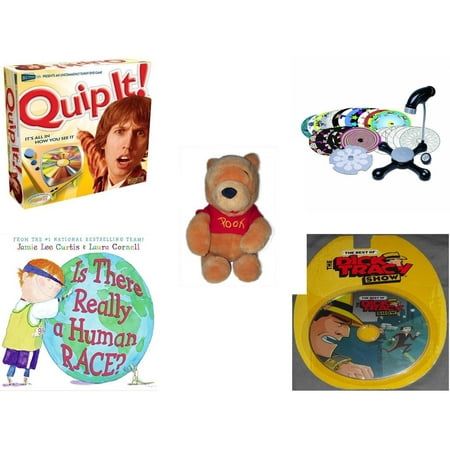 Children's Gift Bundle [5 Piece] -  Quip It! DVD  - Can You Imagine Spinsational Animator  - Walt Disney Company Exclusive Winnie The Pooh Sitting  9