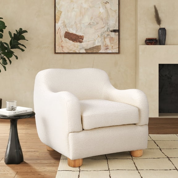 Safavieh Couture Dyanna Boucle Modern Accent Chair, Ivory/Natural