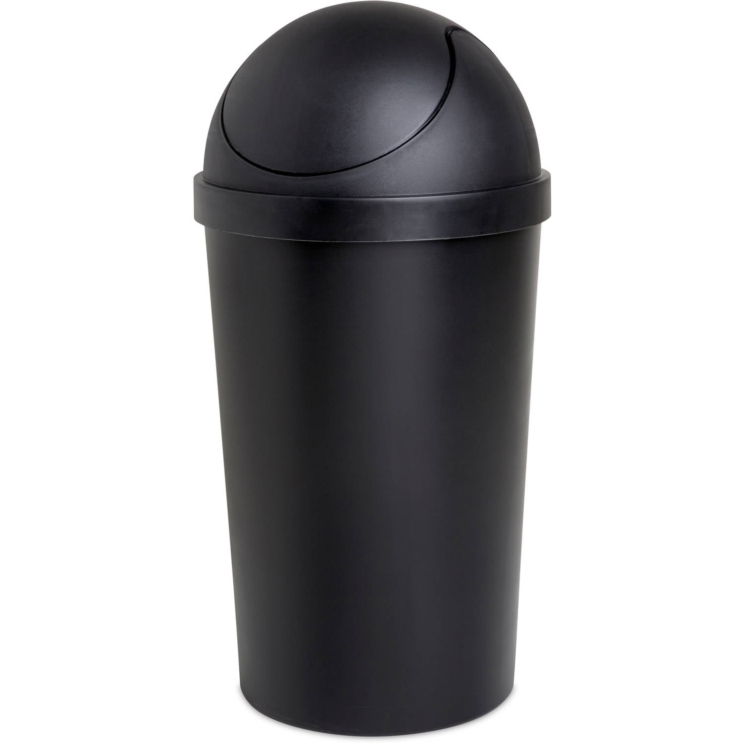 51 Liter Garbage Bin Plastic in Black Swing-Lid Kitchen Trash Can 13.5 Gallon 