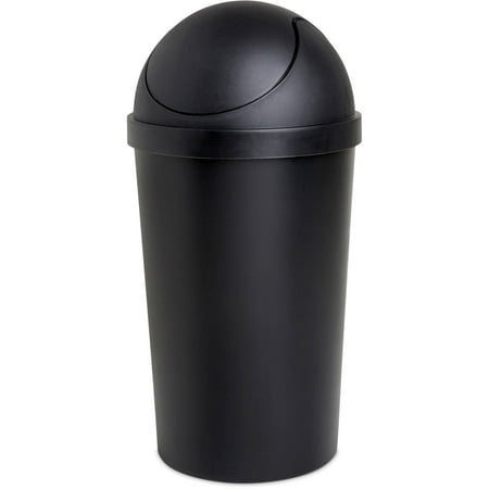 Sterilite 3 gal Plastic Round Swing Top Bathroom Trash Can, Black