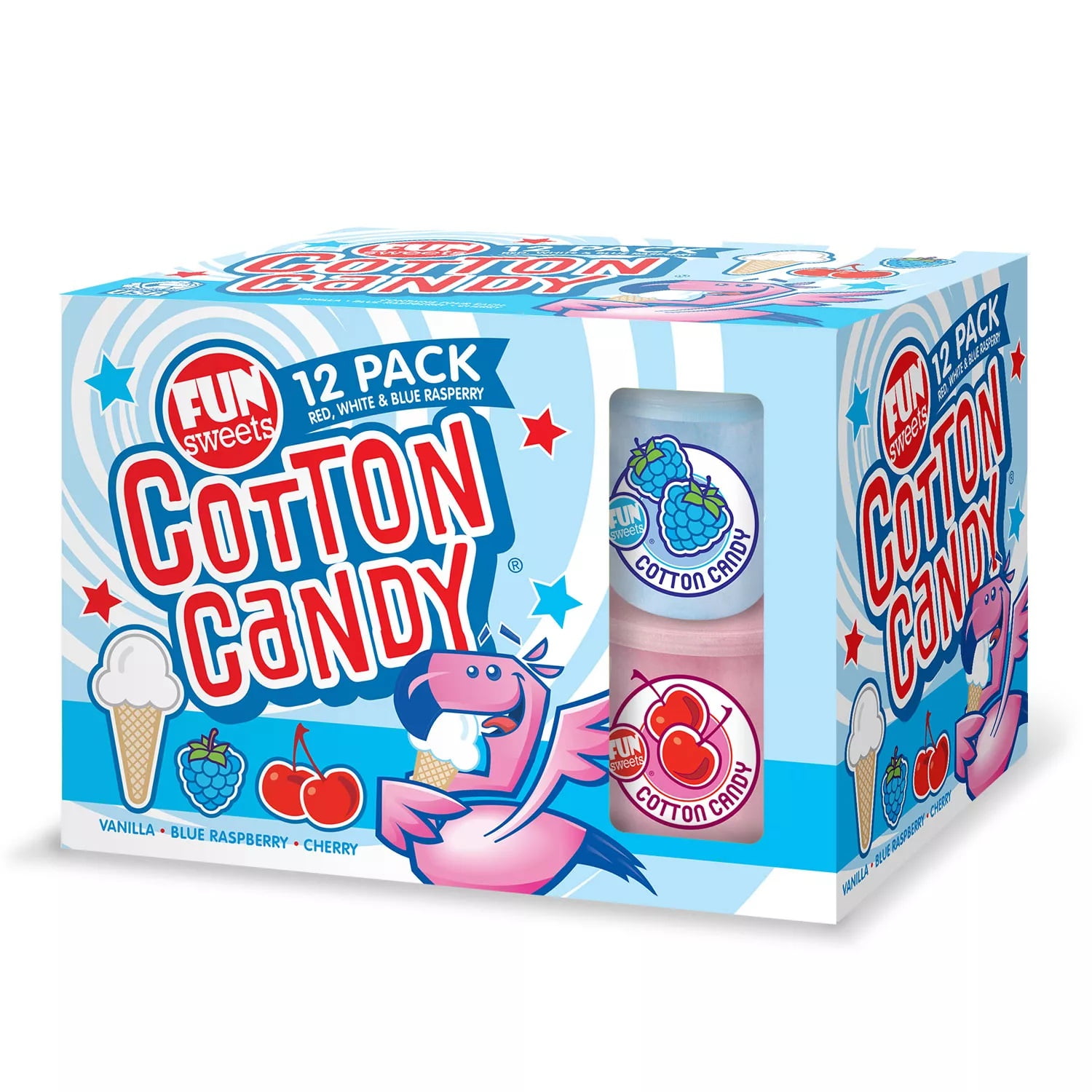 Cotton Candy Floss Sugar-Blue Raspberry Pink Vanilla & Grape-1/2 Gallon-3 Pack 
