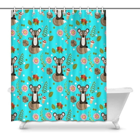 Pop Forest Flora Fauna Flower And Owls Bathroom Decor Shower