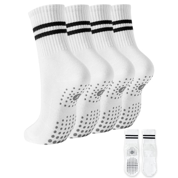 Yawlsow 4 pairs Pilates Grip Socks for Women, Yoga Grippy Socks for Barre, Hospital, Gym Workout