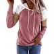 thumbnail image 1 of Sudaderas con capucha de bloque de color para mujer, sudadera de manga larga, jersey, túnica, tops con bolsillo para niñas y adolescentes Fokelyi WRMH-135-4, 1 of 7