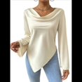 thumbnail image 1 of Blusas de Mujer con Cuello Vuelto, Larga, para Profesora, Oficina, Negocios, Elegantes, Informales Albaricoque S, 1 of 10