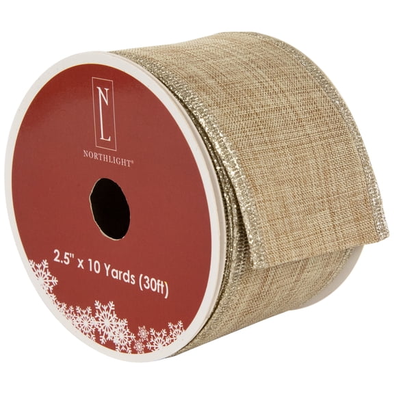 Northlight Burlap Style Wired Craft Ribbon 2.5" x 10 Yards