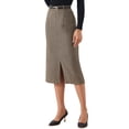 thumbnail image 4 of INSPIRE CHIC Midi Pencil Skirt for Women Fall Winter High Waisted Slit Office Work Skirts with Belt XS Brown, 4 of 5