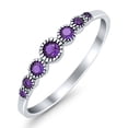 thumbnail image 3 of Half Eternity Petite Wedding Band Ring Amethyst CZ 925 Sterling Silver Size 5, 3 of 6