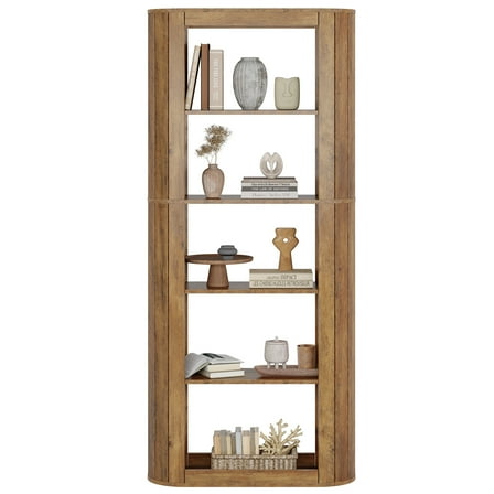 Tribesigns 70.87" Tall Bookshelf, Brown Bookcase with Storage Shelves, 5-Tier Floor Standing Wood Display Shelving Unit for Living Room, Bedroom