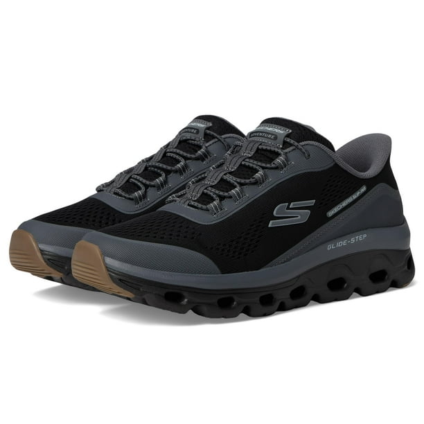 Zapatilla Skechers Glide-Step con suela manos libres para hombre, color negro