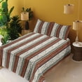 thumbnail image 2 of Ambesonne Hawaiian Fitted & Flat Sheet with Shams 4 Pcs Set, Palm Trees Traditional Art, Queen, Cinnamon Sage Green Ivory, 2 of 5