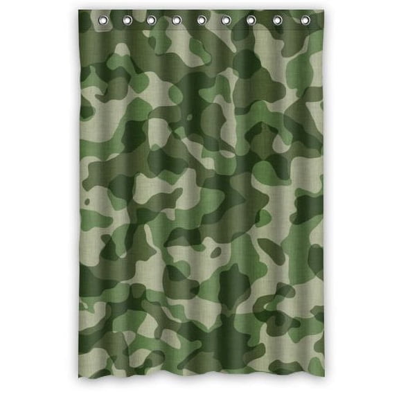 HelloDecor Army Camouflage Woodland Camo Shower Curtain Polyester Fabric Bathroom Decorative Curtain Size 48x72 Inches