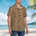 thumbnail image 5 of Daiia Leopard Print Brown Hawaiian Shirt for Men Gentle Cotton Regular Short Sleeve Casual-Small, 5 of 9
