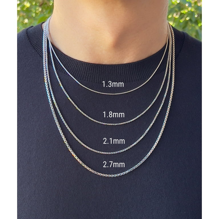 Jewelheart 14K White Real Gold Round Box Chain Diamond