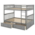 thumbnail image 3 of Bellemave Full Over Full Bunk Bed with 2 Storage Drawers,Wooden Bunk Bed Frame with Guardrails for Bedroom, Can be Convertible into 2 Beds(Gray), 3 of 14