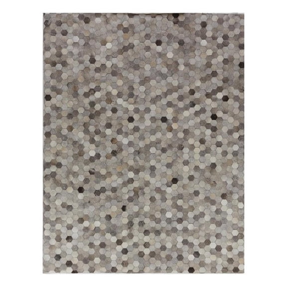 Exquisite Rugs Natural Hide Dark Gray/Multi Leather Hide Hand-Tufted Area Rug