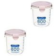 thumbnail image 2 of 2pcs Cereal Dry Food Storage Container Airtight Leakproof Plastic Storage Bottle With Locking Lids Suitable for Cereal Flour Sugar Rice Snacks(Pink 800ml), 2 of 5