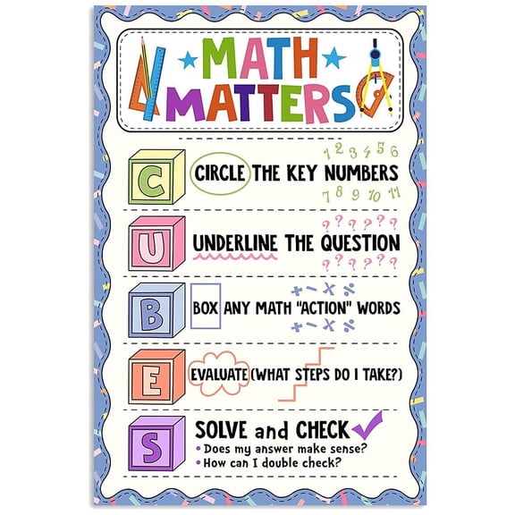 Math Cubes Poster Math Matters Poster Gifts For Teacher, High School Classroom, Middle School Classroom or Elementary Classroom Decorations Poster for Back To School