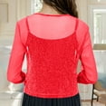thumbnail image 4 of Cardigans for Women 3/4 Sleeve Open Front Cardigan Casual Lace Tops Loose Beach Swimsuit Coverup Casual Duster Lightweight Cardigans Beach Vacation Wear Red L, 4 of 6