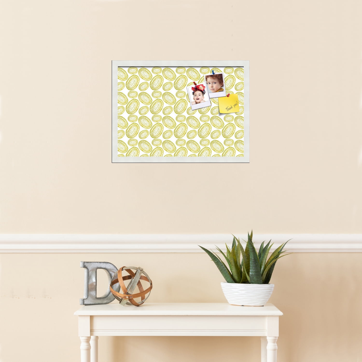 PinPix 21x15 Custom Cork Bulletin Board Bohemian Circles Gold Poster Board Has a Fabric Style Canvas Finish, Framed in Bohemian Circles Gold, by ArtToFrames (PinPix-1585)