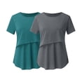 thumbnail image 2 of Vêtements de Grossesse Offres de l'Action de Grâce Liquidation Été Vêtements de Maternité pour Femmes Col Rond Manches Courtes Volants Pli Hauts de Grossesse, 2 of 5