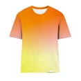 thumbnail image 5 of asdoklhq Summer Tops for Women 2026 Crewneck Women Gradient Color Crew Neck Casual Loose T-Shirt Orange XL, 5 of 5