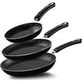 thumbnail image 1 of Nonstick Frying Pan Set, 3 Piece Induction Bottom Chef's Pan, 8 Inches, 9.5 Inches and 11 Inches Cookware Set, Black, 1 of 7