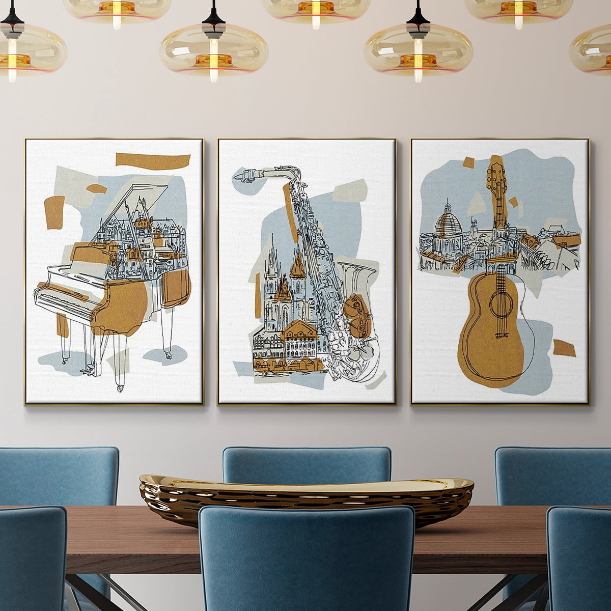 Rehearsal I - Framed Premium Gallery Wrapped Canvas L Frame 3 Piece Set - Ready to Hang