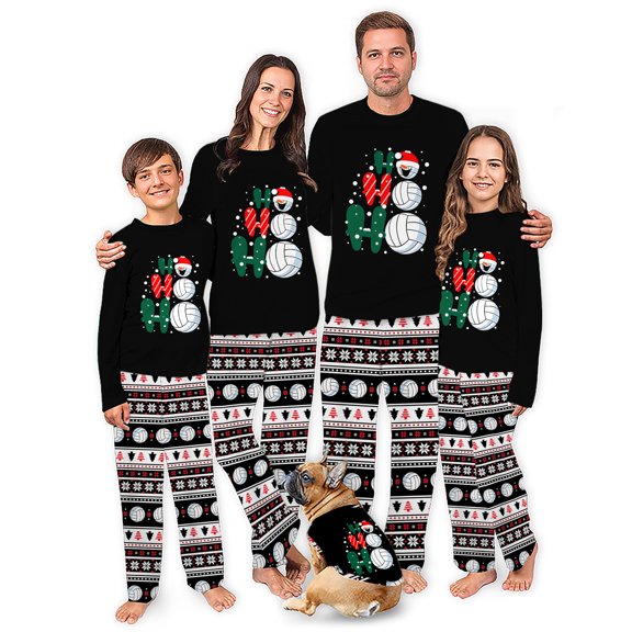 Volleyball Snowman Matching Funny Christmas Pajamas, Sport Themed Holiday Set, Size NB - Men 6XL