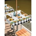 thumbnail image 2 of Outdoor Tablecloth with Umbrella Hole for Patio/Picnic/Party/Camping, Spring Bee Gnomes Waterproof Table Cloth Square Cover Washable, Sunflowers Black Checkered (60"x 60"), 2 of 8