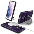 thumbnail image 1 of (Violet) Compatible pour Samsung Galaxy S21+ 5G Étui Antichoc avec Support PC+TPU Compatible avec MagSafe, 1 of 5