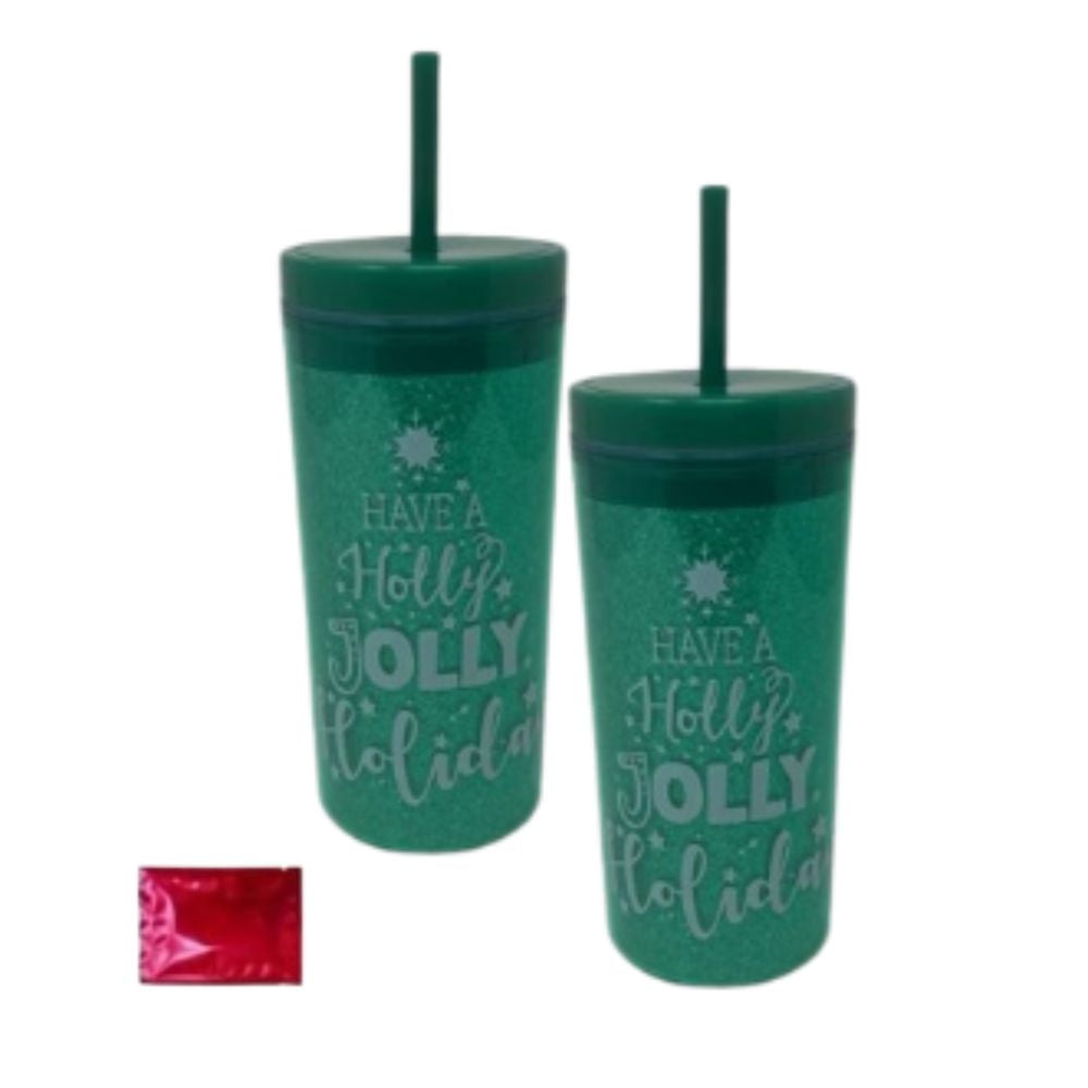 Double Walled Christmas Acrylic Tumbler With Straw 16oz - 2 Pack -  Walmart.com