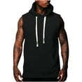 thumbnail image 2 of QATAINLAV Sleeveless Hoodies for Men Workout Hooded Tank Tops Solid Color Muscle Cut Off T-Shirts with Pocket, Black, XL, 2 of 6