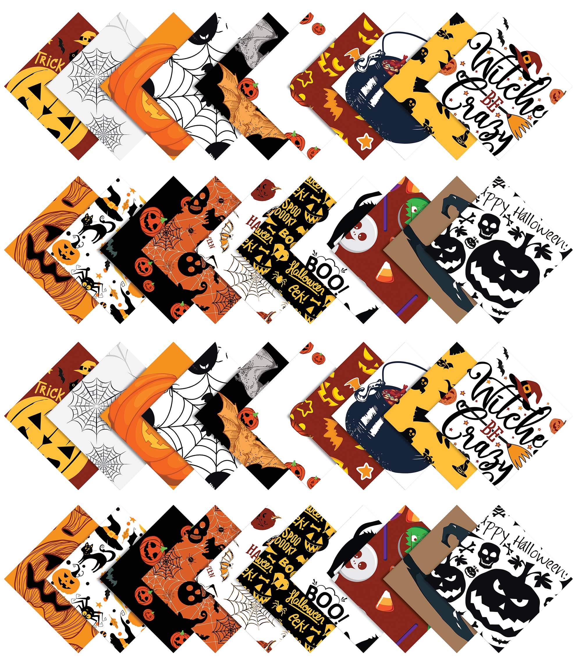 Soimoi 40Pcs Halloween Print Cotton Precut Fabrics For Quilting Craft Strips 2.5x42inches Jelly Roll - Multicolor