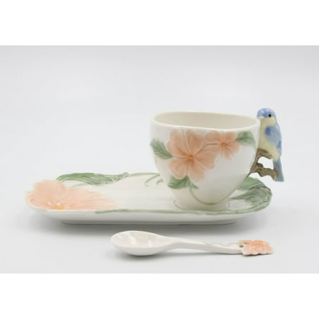 

Bluebird Apple Blossom Cup And Saucer And Spoon - 3 Pieces Set