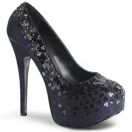 - TEEZE-06SQ, 5 3/4 Inch Heel 1 3/4 Hidden Inch Pump Shoes