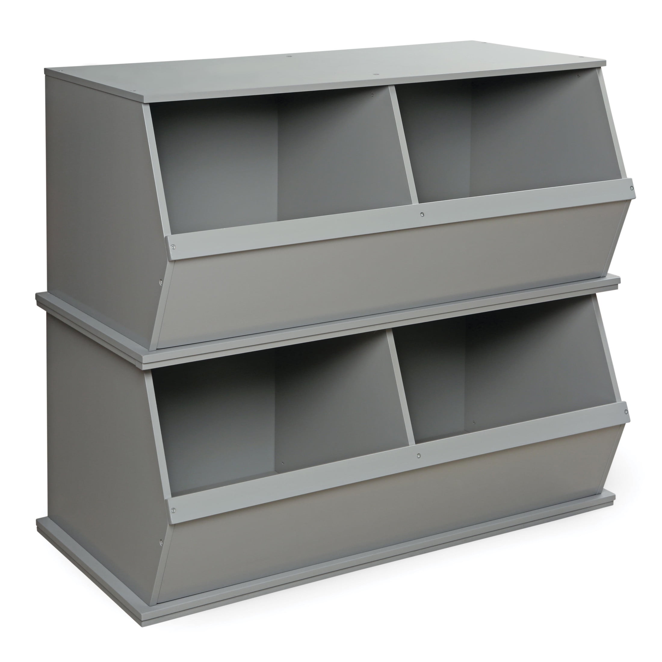 Badger Basket Children's 2-Bin Stackable Wooden Storage Cubby 5.3 Cu ft. – Gray