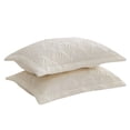 thumbnail image 6 of Set of 2 Pillow Shams Standard Size Floral Quilted - Perfect for Bedding Decor (Off White), 6 of 6