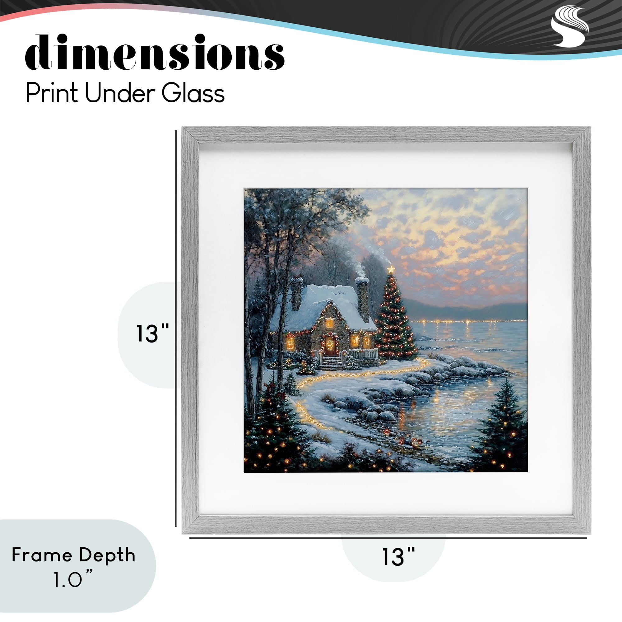 Stupell Industries Snowy Lit Cottage by Lake Gray Framed Print Under Glass, design by Heidi Kuntz