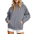 thumbnail image 5 of Garbnen Women Hoodie Fleece Long Sleeve Womens Pullover Oversized Fall Winter Warm Trendy Sweatshirt Women with Pocket Gray S, 5 of 7
