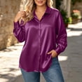 thumbnail image 6 of AKOEE Plus Size Shirts for Women Button Down Dressy Casual Soft Satin Long Sleeve XL-5X Lapel Collar Blouses (5XL, Purple), 6 of 8