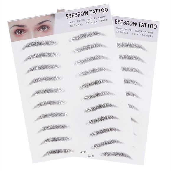 2 pegatinas de transferencia para cejas artificiales, con efecto de pelo, para hombres y mujeres (tipo 7, negro)