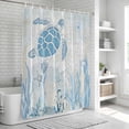 thumbnail image 5 of Blue Turtle Coastal Shower Curtain Set - Long 72" x 84" Washable Bathtub Curtain with 12 Hooks, Coral Summer Beach Nautical Ocean Blue Waterproof Fabric Shower Curtains for Bathroom/Bathtub Décor, 5 of 6